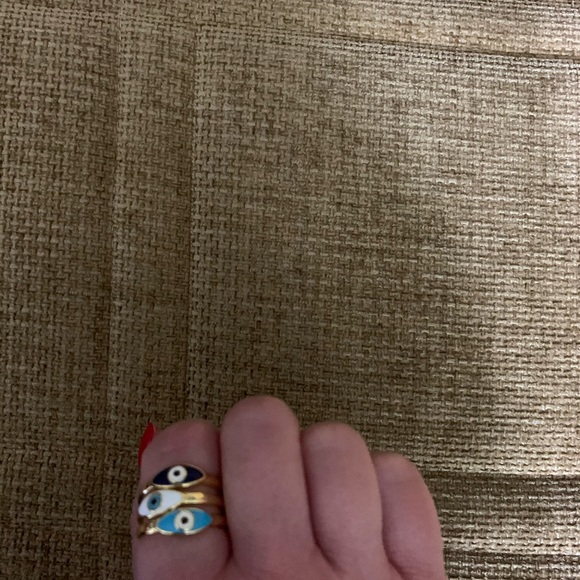 14K Gold Plated Evil Eye 3 Piece Stackable rings! - Picture 4 of 4